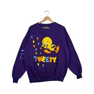 Vintage Looney Tunes Tweety Bird Spellout Crewneck XL